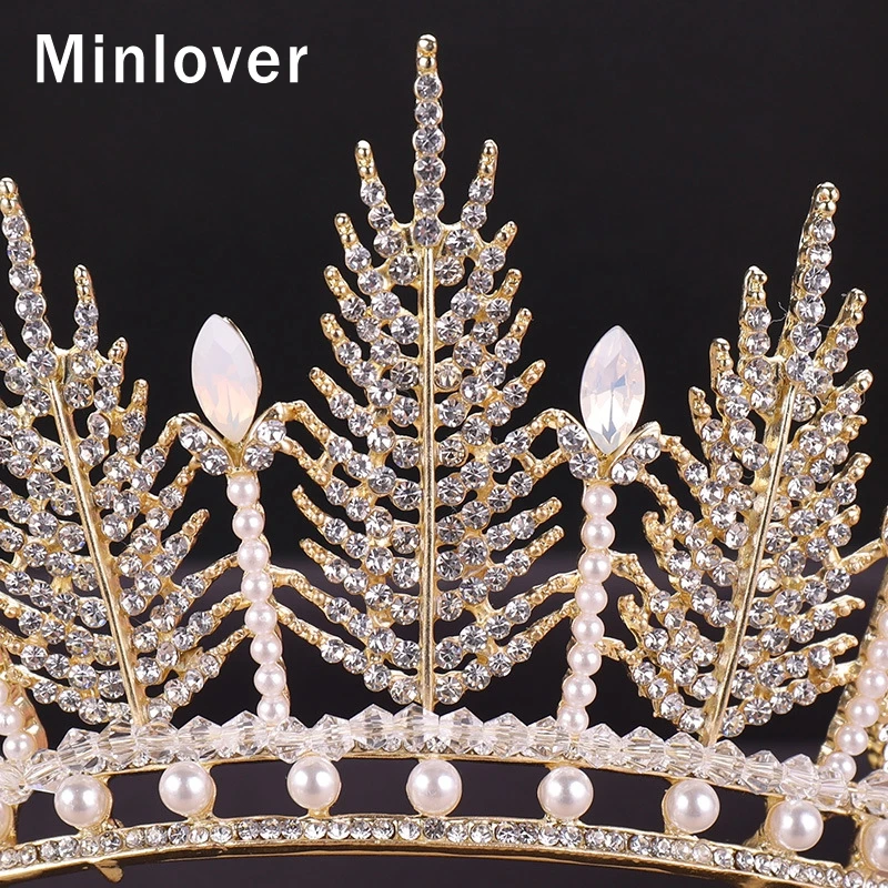 Minlover золото/серебро цвет барокко сверкающие хрустальные свадебные диадемы