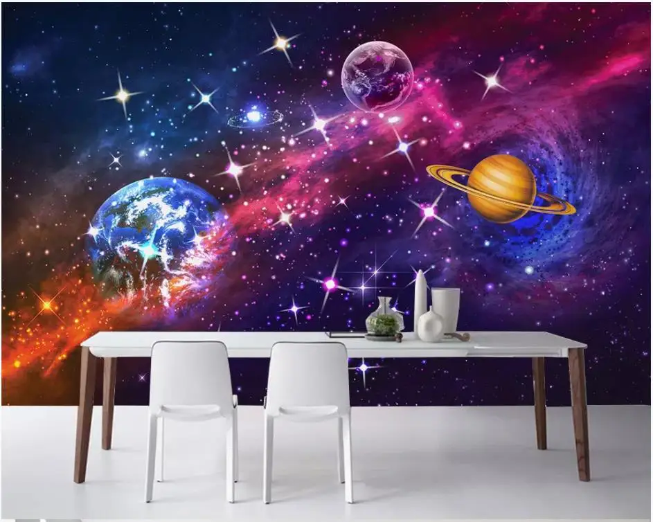 Custom photo wallpapers 3d murals wallpaper for walls 3 d Starry sky planet wall decorative painting papers | Обустройство дома