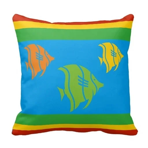 Открытый Синий Orange Желтый И Зеленый Рыбы На Белый Бросок Чехлы (Размер: 45x45 cm)