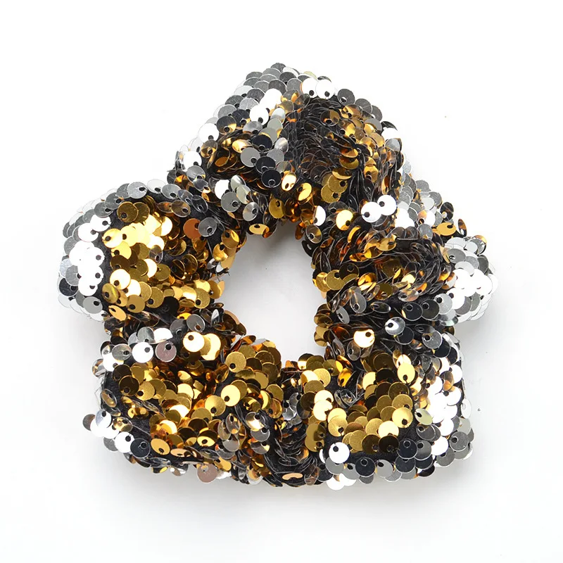 Girls Fashion Elastic Sequined Shiny Ties Hair Bands Rope Ring Scrunchie Headwear Women Headbands Ponytail Holder Accessories|Аксессуары