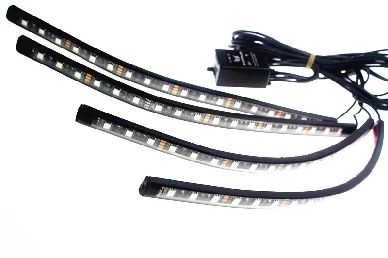 4 Pcs/Set 7 Color Changable Car Decoration Atmosphere Lights Interior LED strip Light DC12V Music Rhythm Lamp Strips 18 leds | Освещение