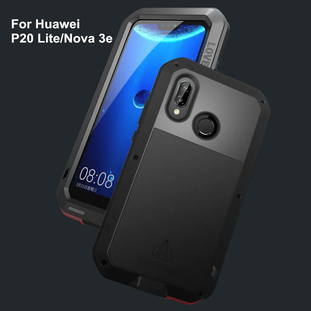 LOVEMEI мощный металлический водонепроницаемый чехол для huawei P20 Lite/Nova 3e полный