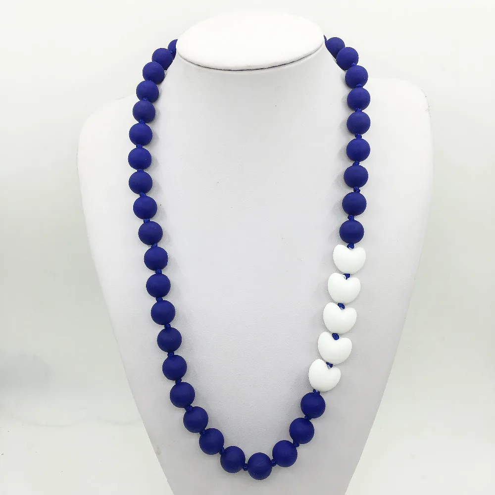 Пищевое Силиконовое ожерелье для прорезывания зубов с сердечками детское