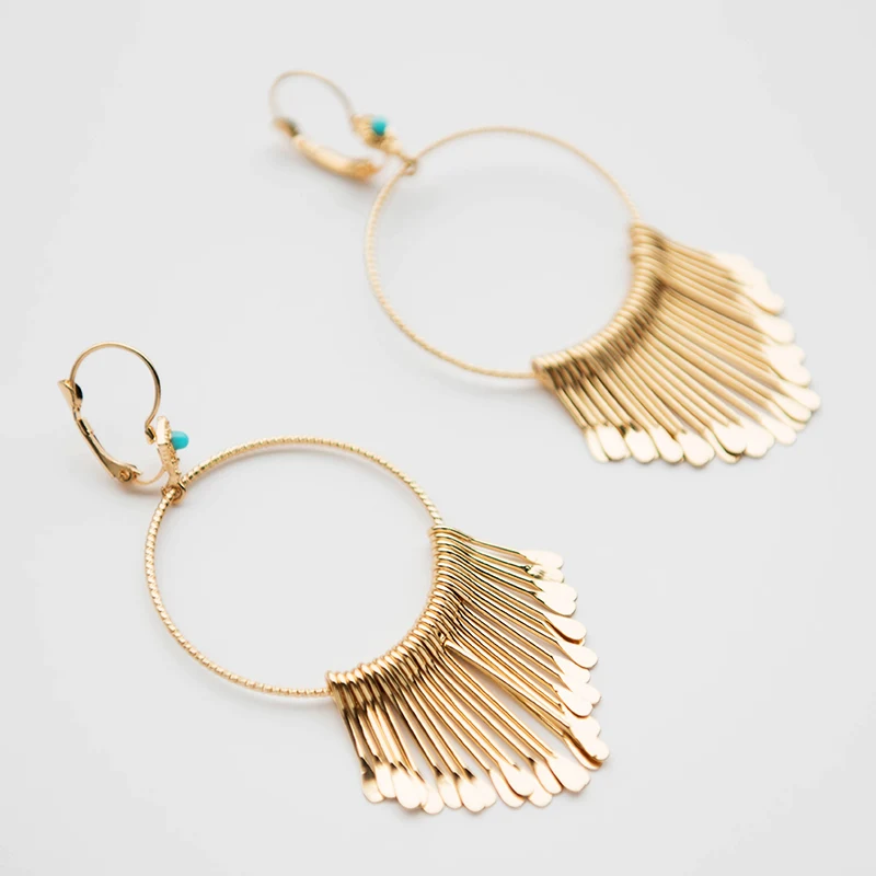 Wild &amp Free Boho золотые серьги с металлическими кисточками открытым носком для
