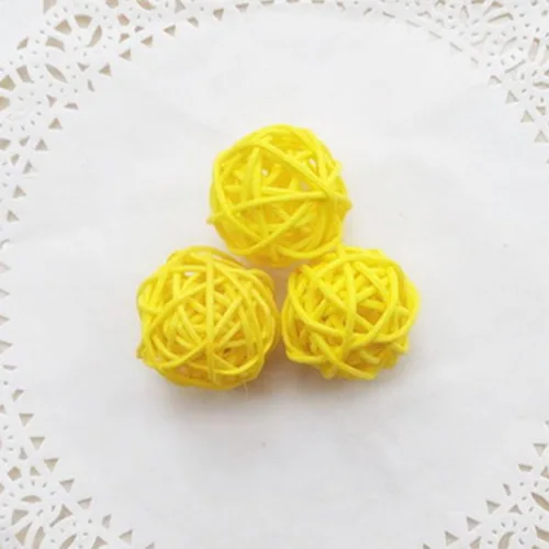 Yellow Горячая 20 шт./лот 3 см Прекрасный ротанговый шар, Рождество/День рождения и дома Свадебная вечеринка украшения DIY ротанговый шар детские игрушки - Цвет: Yellow