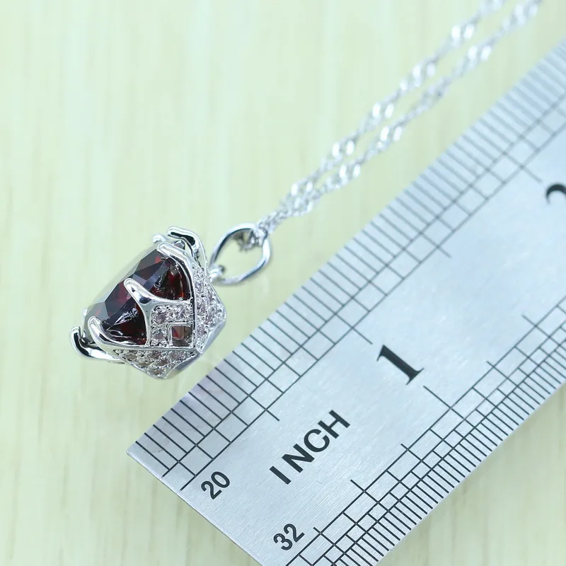 Reginababy серебряный цвет красный созданный гранат набор украшений для женщин