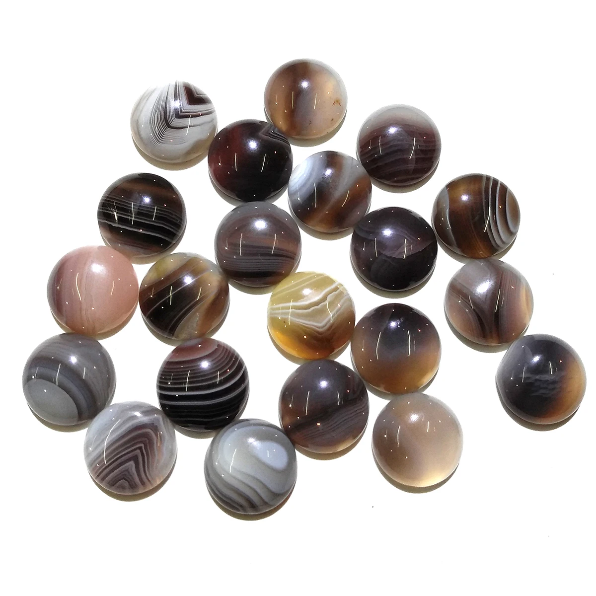 

10PCS Stripe Agate Natural Stones Cabochon 8mm 10mm 12mm 14mm 16mm 20mm Round No Hole for Making Jewelry DIY
