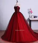 Длинные платья для выпускного вечера, из тюля, красного и черного цветов, большого размера