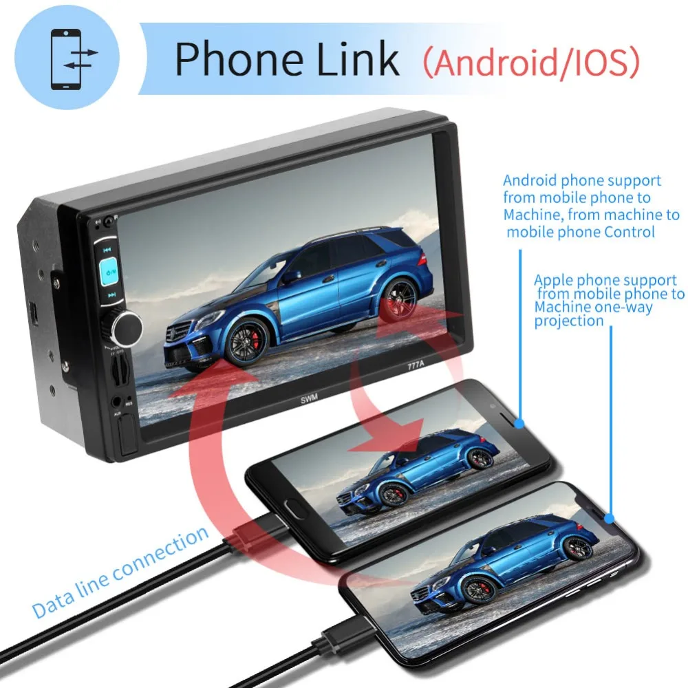 Авторадио автомобильный Радио плеер Bluetooth 2 din аудио стерео gps MP5 Multimidia обратное