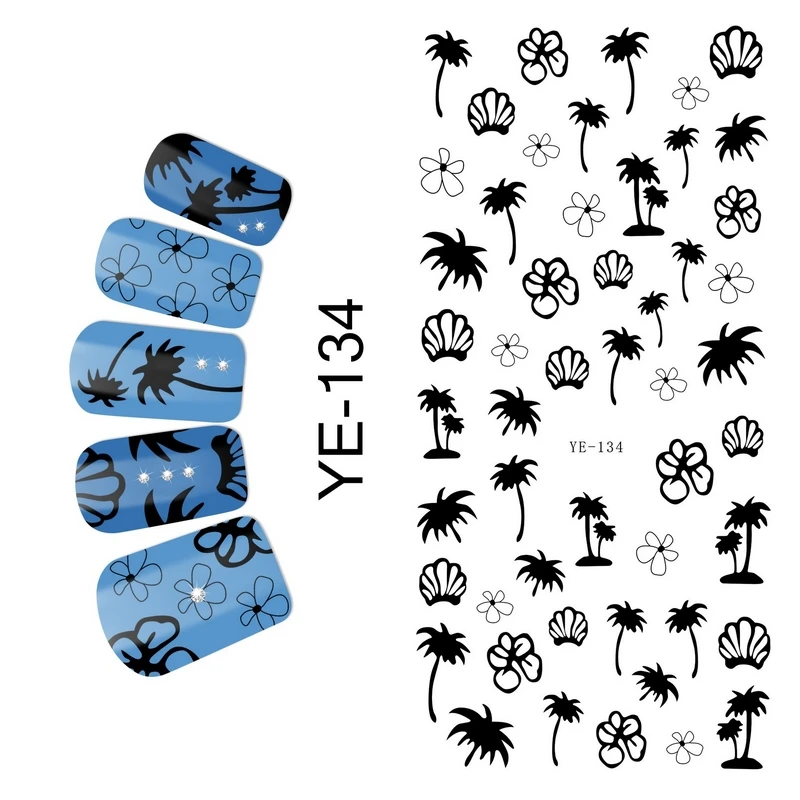 1X водная наклейка наклейки для ногтей пальмовое дерево Черный Коричневый