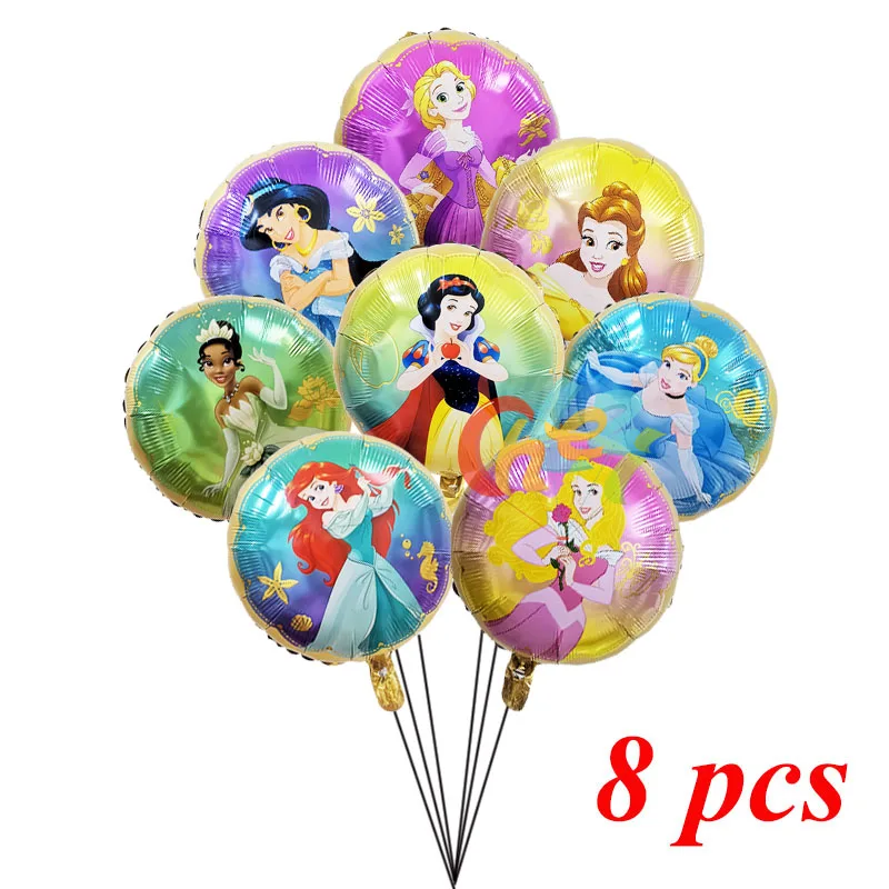 Mix 8pcs Золушка Белоснежка шары в форме принцесс Аврора Ариэль Белль Жасмин Тиана Анна globos Девочка День рождения вечеринка праздник поставка игрушки - Цвет: Mix 8pcs
