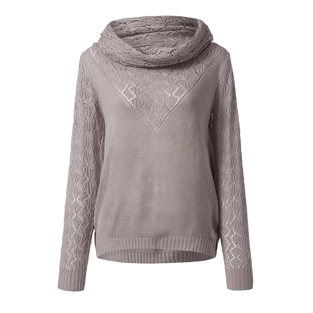 JAYCOSIN Hot Fashion Design Women Casual Turtleneck Long Sleeve Solid Hollow Out Sweater Pullovers High Quality New | Женская одежда