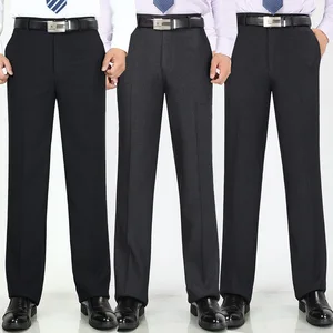 Мужские офисные брюки с высокой талией, тонкие свободные деловые повседневные брюки, профессиональные брюки против морщин, весна-лето