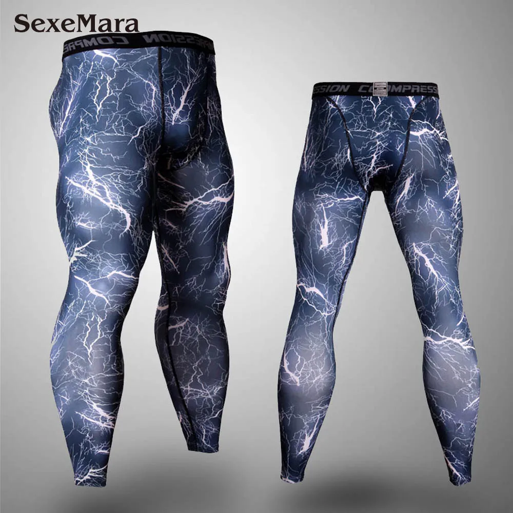 Only Pants Для мужчин Мужская кальсоны компрессионный костюм Фитнес-плотно Камуфляжный комплект для бега Термальность нижнее белье, лосины спортивный костюм Crossfit - Цвет: Only Pants