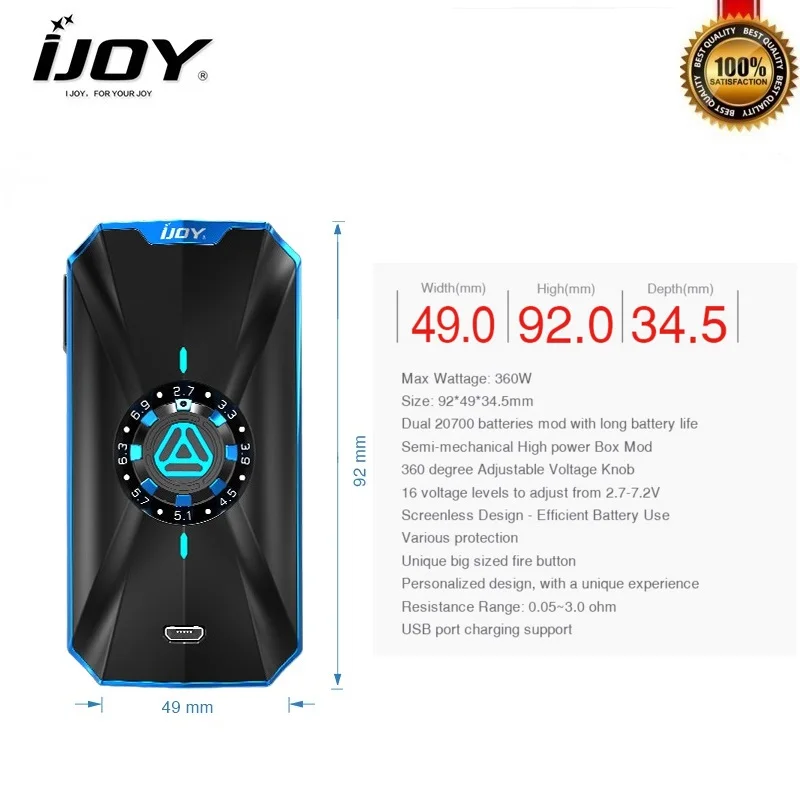 Электронная сигарета IJOY ZENITH 3 коробка мод 360 Вт fit Diamond Subohm Vape Танк Двойной