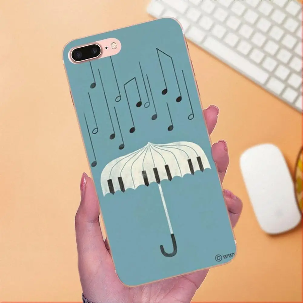 Love Music Note Piano Umbrella TPU телефон для Huawei Honor 4C 5A 5C 5X 6 6C 6A 6X 7 7X 8 9 V8 V10 Y3II Y5II Y6II G8 P7 Play