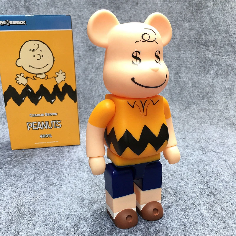 Новое поступление 400% Bearbrick арахис чарли браун быть @ RBRICK ПВХ фигурку в коробке|action
