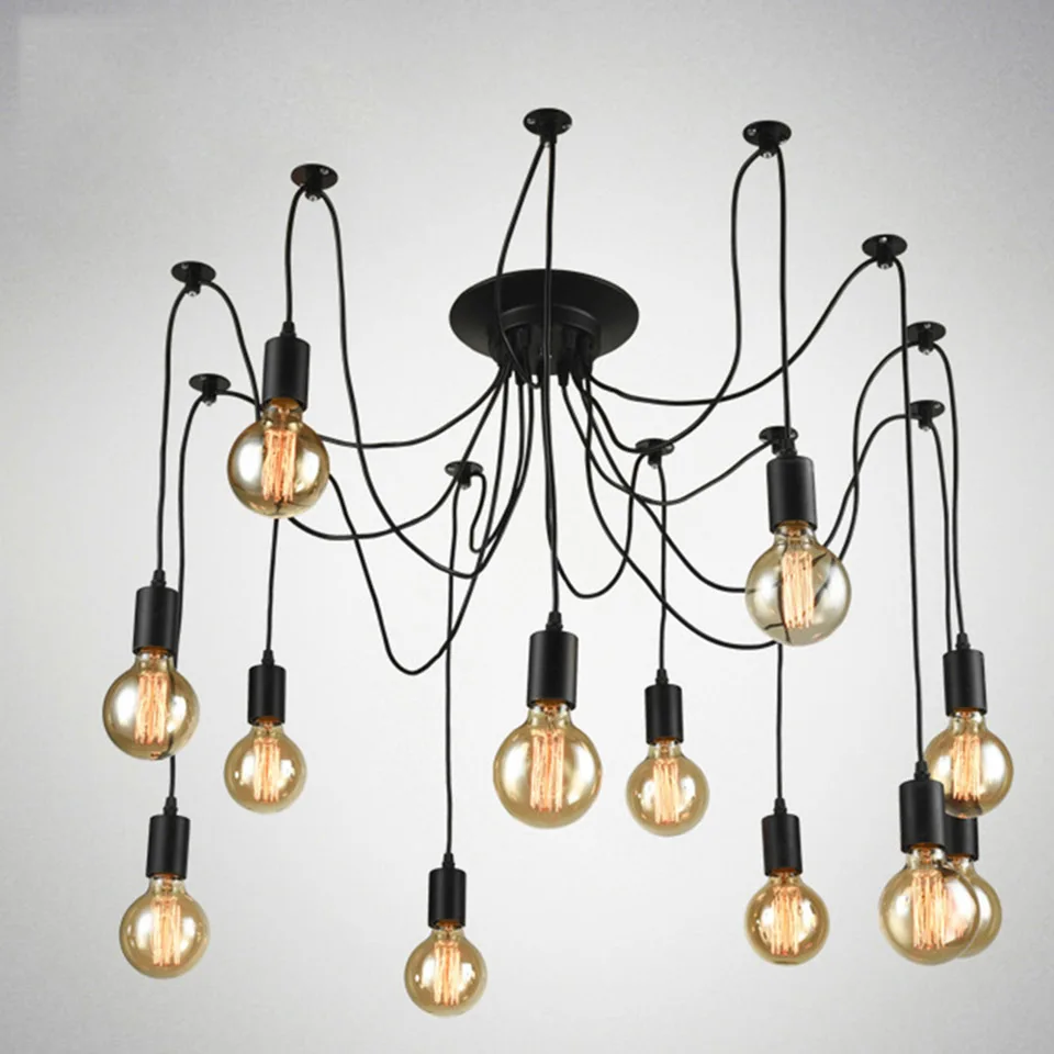OYGROUP Vintage Loft Spider Chandeliers Nordic Ceiling Lamps 6/8/10/12/14 Heads DIY Home Decoration Lighting Adjustable Lights | Лампы и