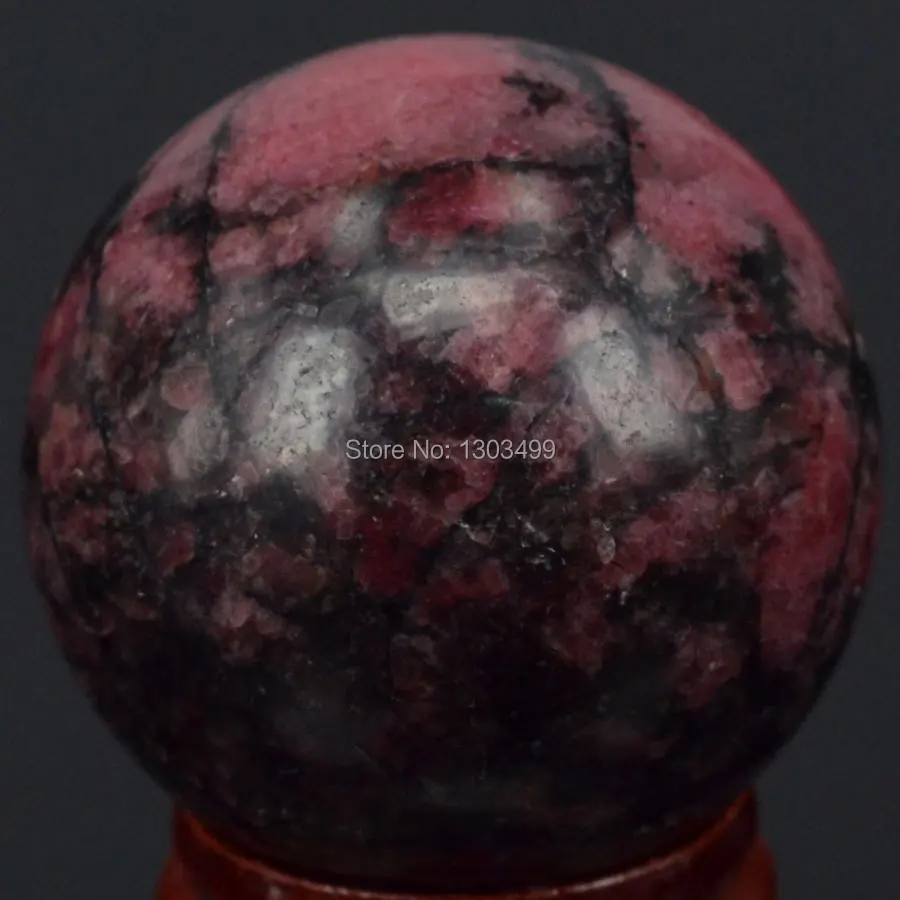 Натуральный драгоценный камень розовый и черный Rhodonite Sphere Кристальный шар чакра