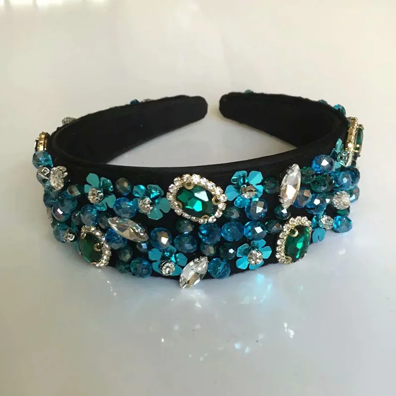 Baroque Sequins Flower Crown Pearl Headband Wedding Jewelry Hair Accessories Handmade Full Crystal Bead Dream bijoux cheveux | Украшения и