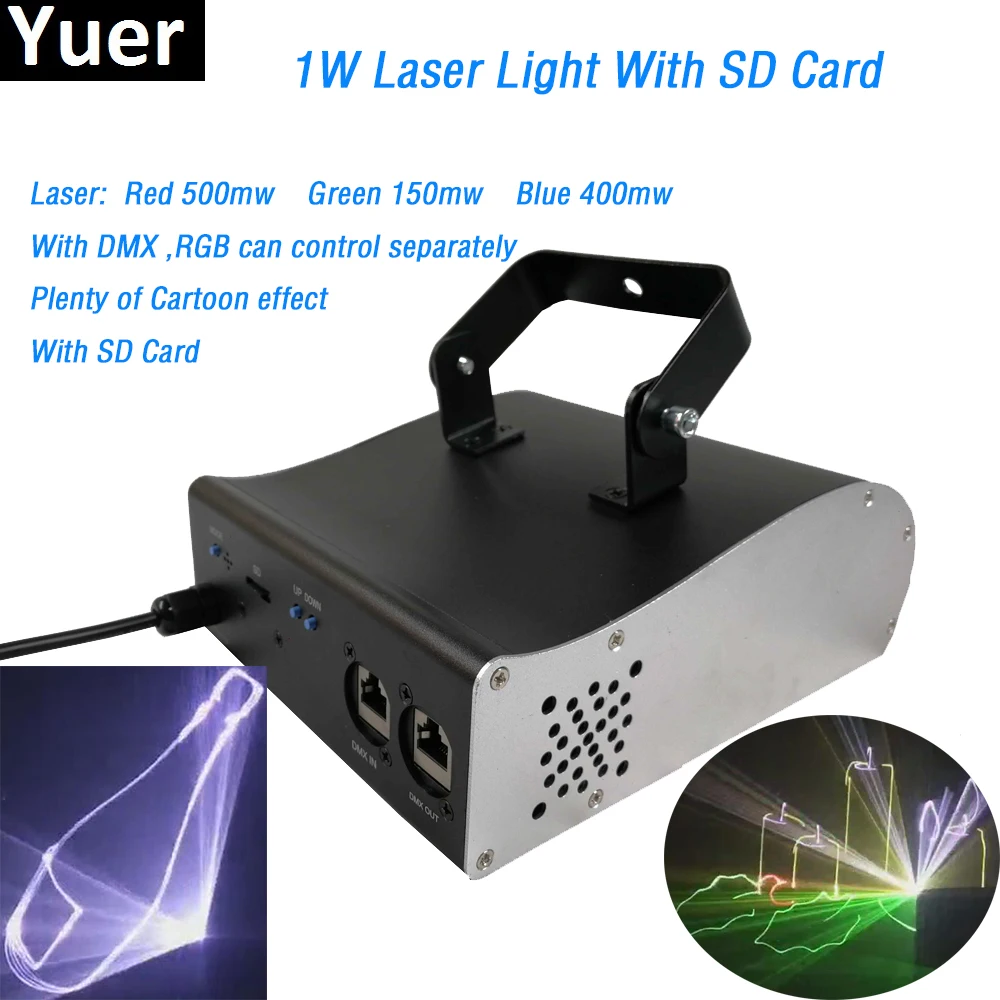 

Лазерный луч дельфина, 1 Вт, с RGB-анимацией, SD-картой, DMX512