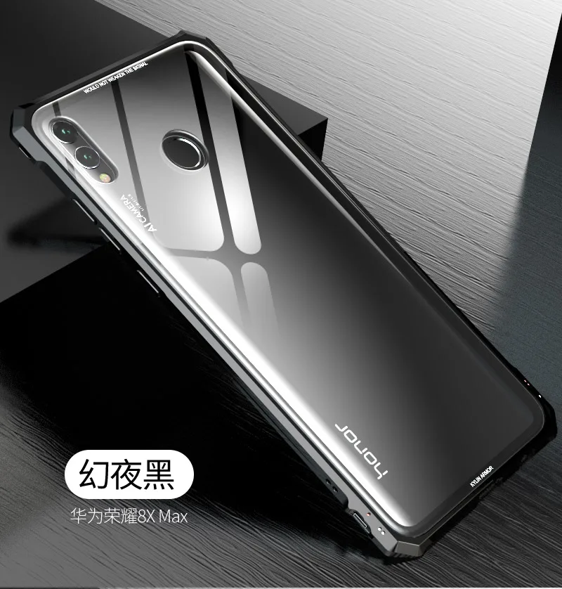 Роскошный чехол для huawei Honor 8X/8X Max/Enjoy Max, алюминиевая металлическая рамка, бампер и прозрачная задняя крышка из закаленного стекла funda