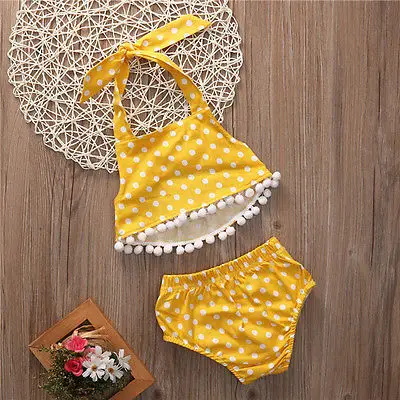 Милая Одежда для маленьких девочек коллекция 2017 года сезон лето топы в желтый