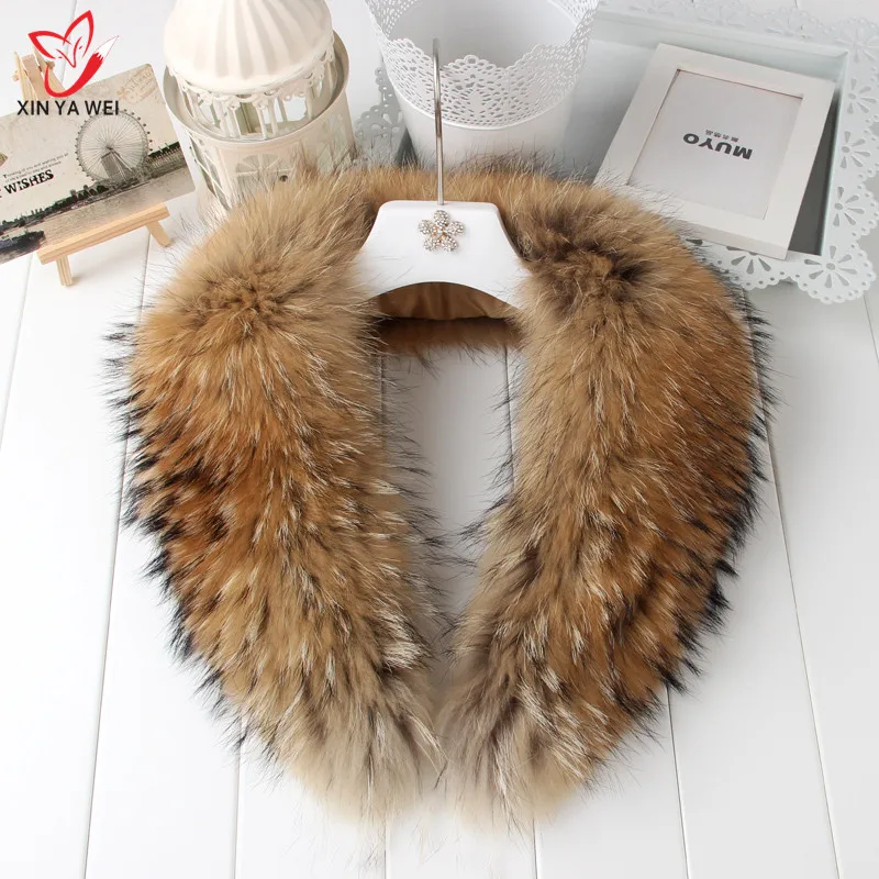 2017 Hot Selling Women Fashion Genuine Natural Raccoon Fur Collar Warmer Scarf 100cm Shawl Free Shipping |