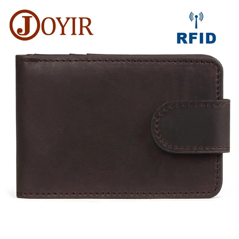 Dark Coffee Joyir из натуральной кожи ID/кредитный держатель для карт с застежкой высокого качества для мужчин средней емкости держатель для кредитных карт для мужчин сумка Rfid - Цвет: Dark Coffee