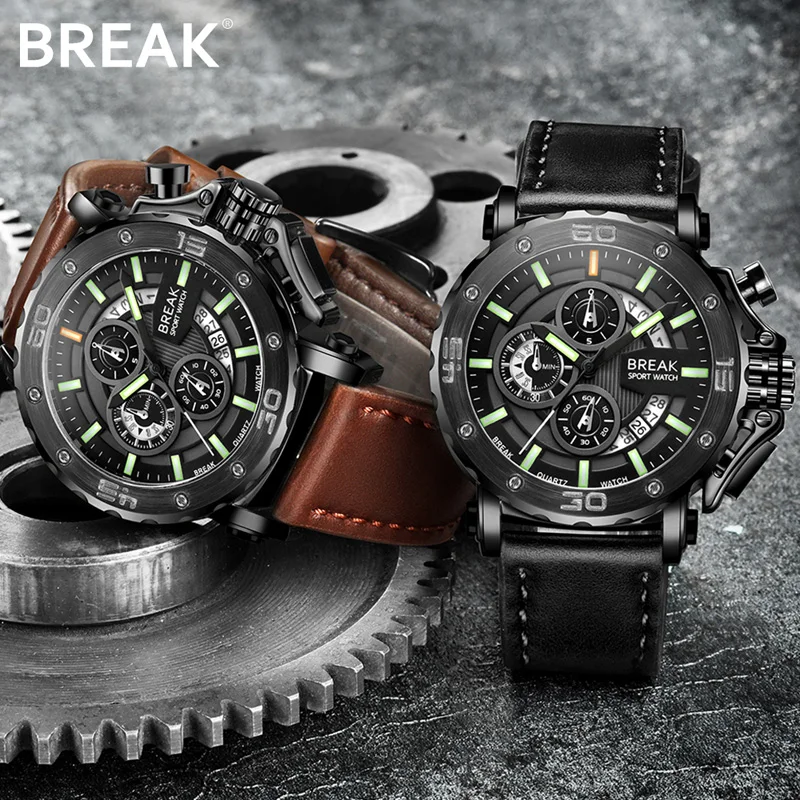 Перерыв для мужчин Топ Роскошные Брендовые мужские наручные часы Мужские с