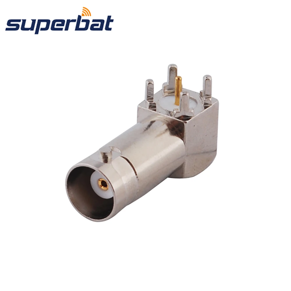 Superbat BNC Female Thru Hole Right Angle PCB Mount RF Coaxial Connector Adapter