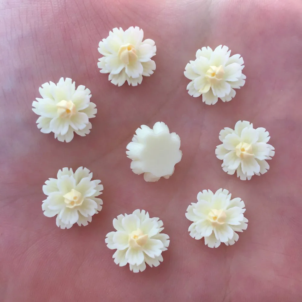 Новинка 80 шт. Смола 13 мм 3D цветок с плоской задней стороной украшение DIY скрапбук