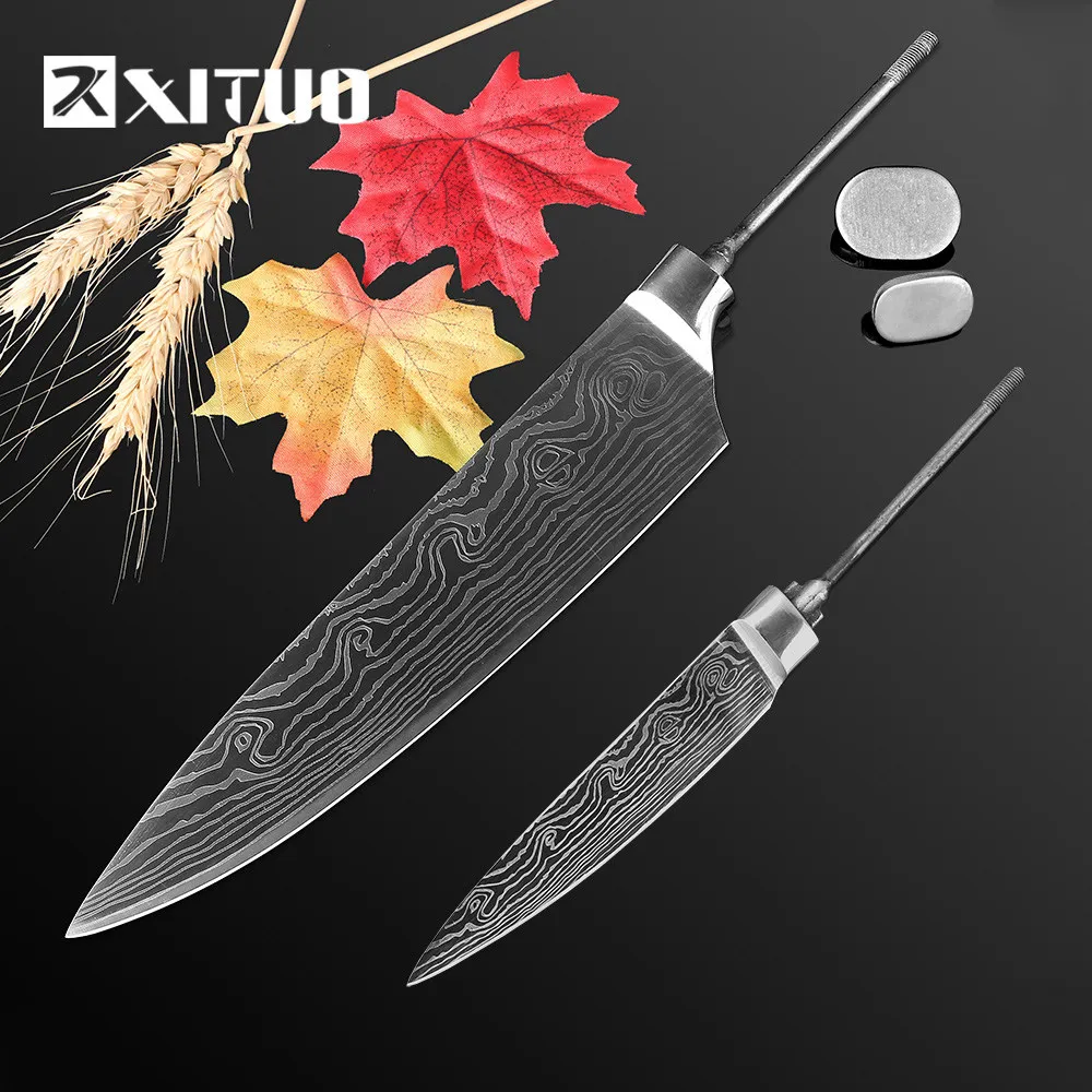 XITUO sharp нержавеющая сталь пустой diy ручка 2 шт. набор 7CR17MOV лезвие ручной работы шеф-повара нож заготовка материал кухонный инструмент запчасти