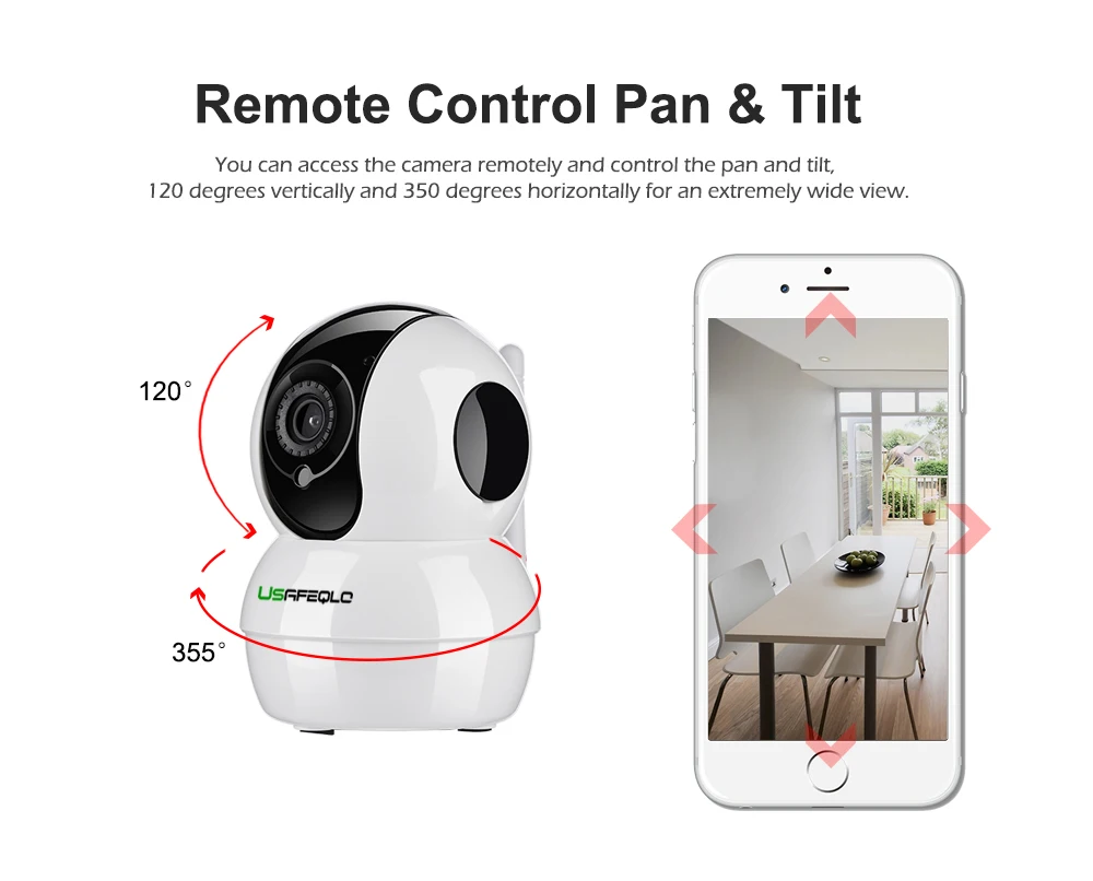 USAFEQLO мини панорамирование/наклон IP камера s WiFi 1080P Крытая купольная IP Беспроводная двухсторонняя аудио сигнализация движения ИК ночной детский монитор