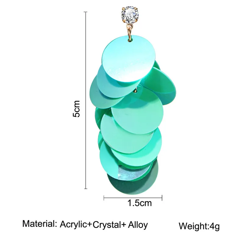 Rainbow Multi Layered Acrylic Metallic Pastel Oval Geometric Sequins Statement Earrings Long Drop For Women Girls | Украшения и