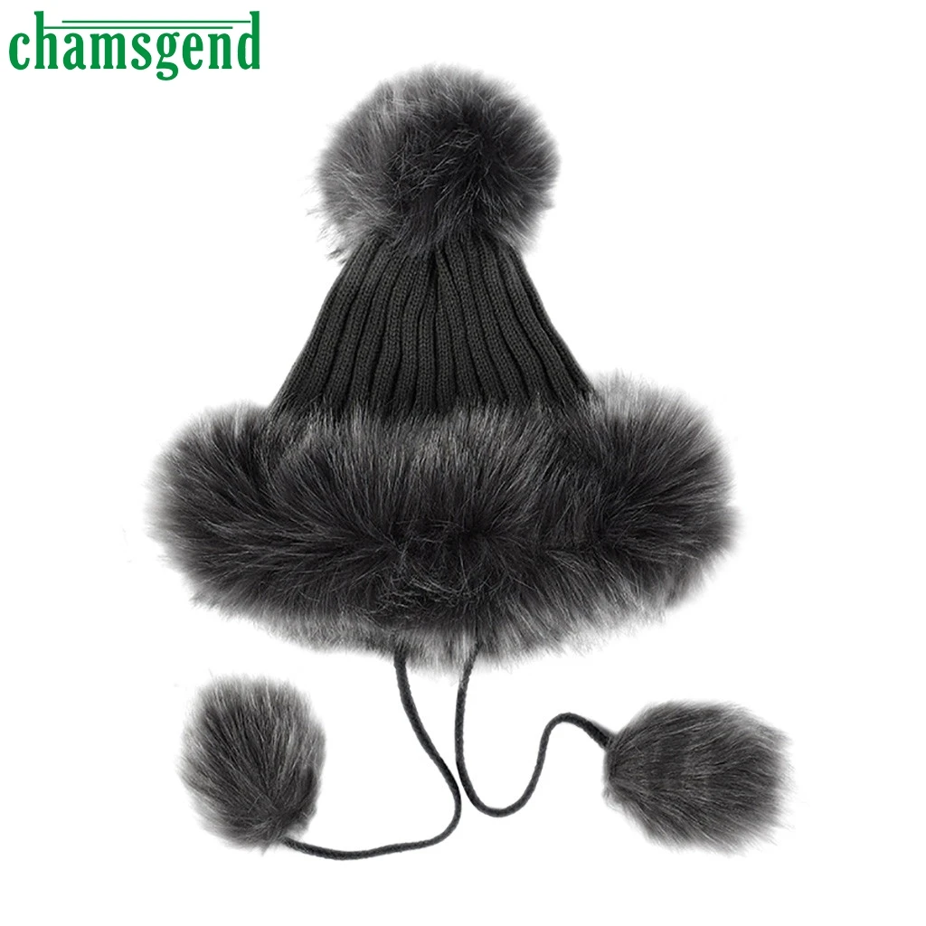 CHAMSGEND, новинка, Женская бейсбольная шапка, для взрослых, для женщин, для мужчин, зимняя, теплая, искусственный мех, вязаная шапка, одноцветная, с подвеской, для волос, с шариком, Hairball, дизайнерская шапка#35