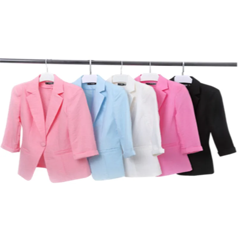 

Small Suit Female Spring Summer New Korean Version of The Self-cultivation Cotton and Linen Casual Big Size Female Short Suit