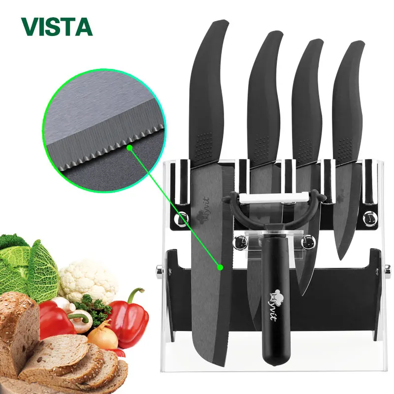 Nóż ceramiczny nóż kuchenny 3 &quot4&quot 5 &quot6&quot zóbkowane do chleba + uchwyt obierak owoce cartny ostrze nozhe|bread knife|knifes