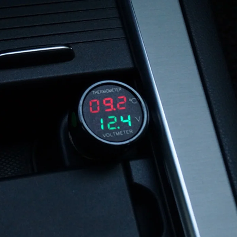 2 в 1 DC 12 В цифровой автомобильный вольтметр термометр измеритель температуры