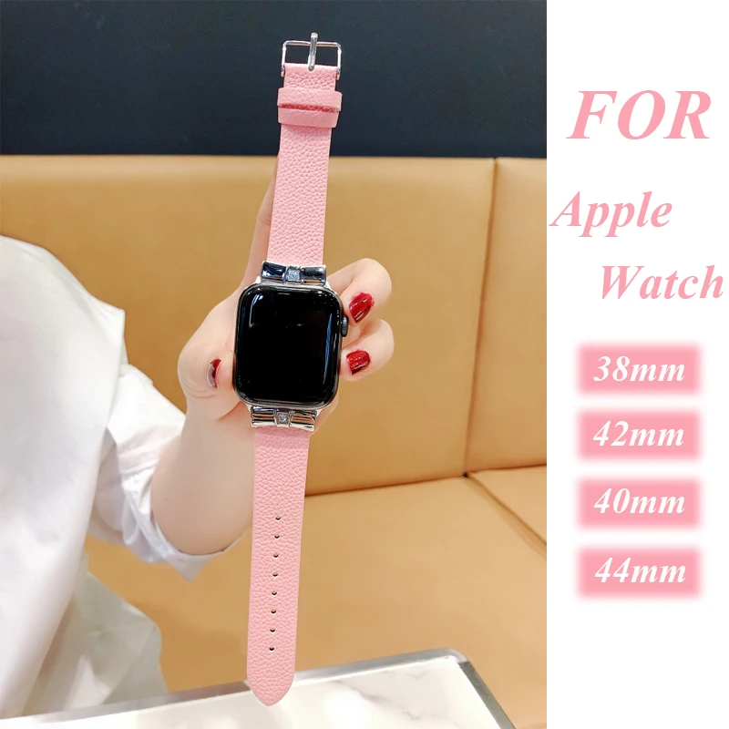 Ремешок для часов Apple watch 4 44 мм 40 42 38 женский кожаный браслет с бриллиантами
