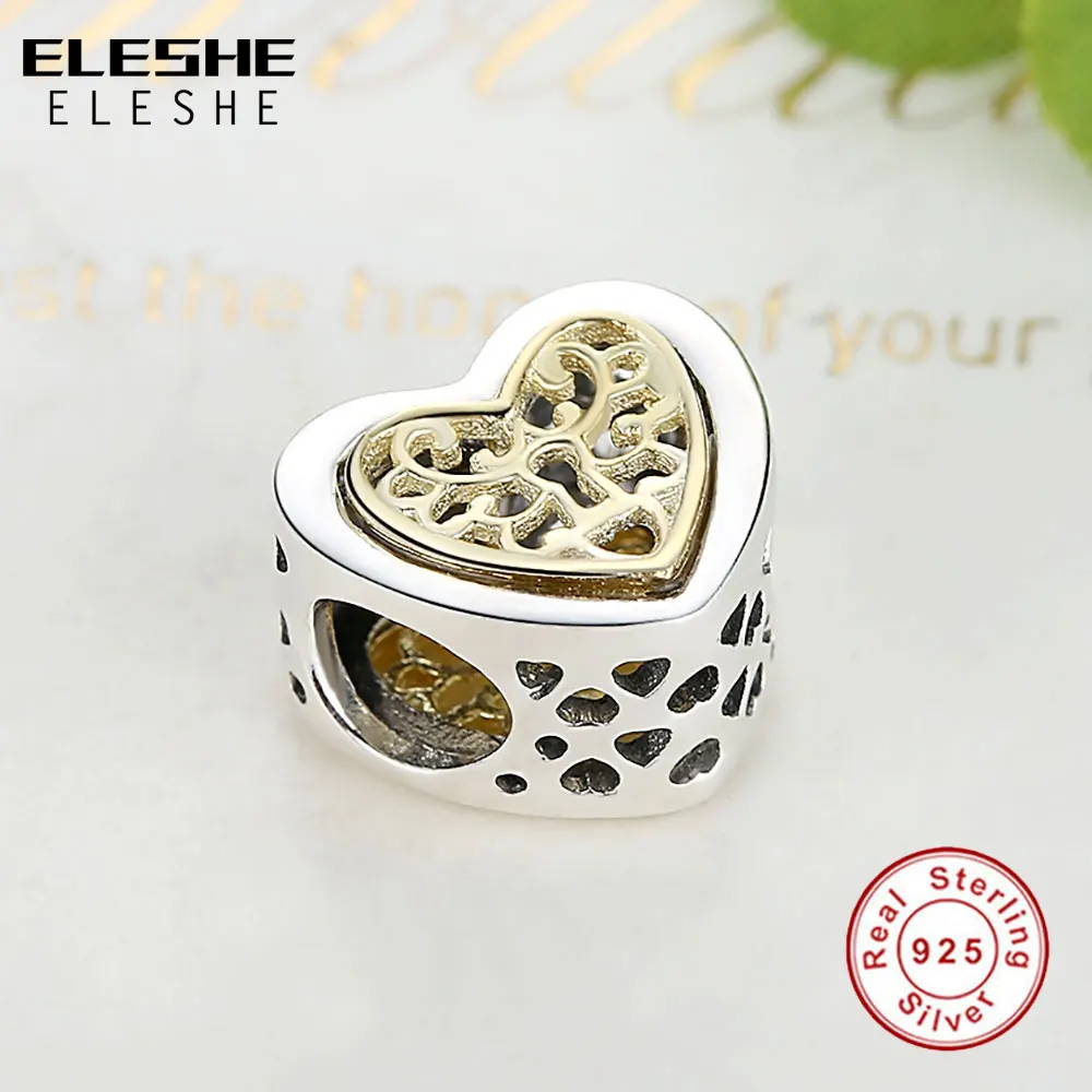 ELESHE, роскошный бренд, 925 пробы, серебро, сердце, подвески, бусины, подходят к оригинальному браслету, ожерелье, подвеска; аутентичная бижутерия, изготовление