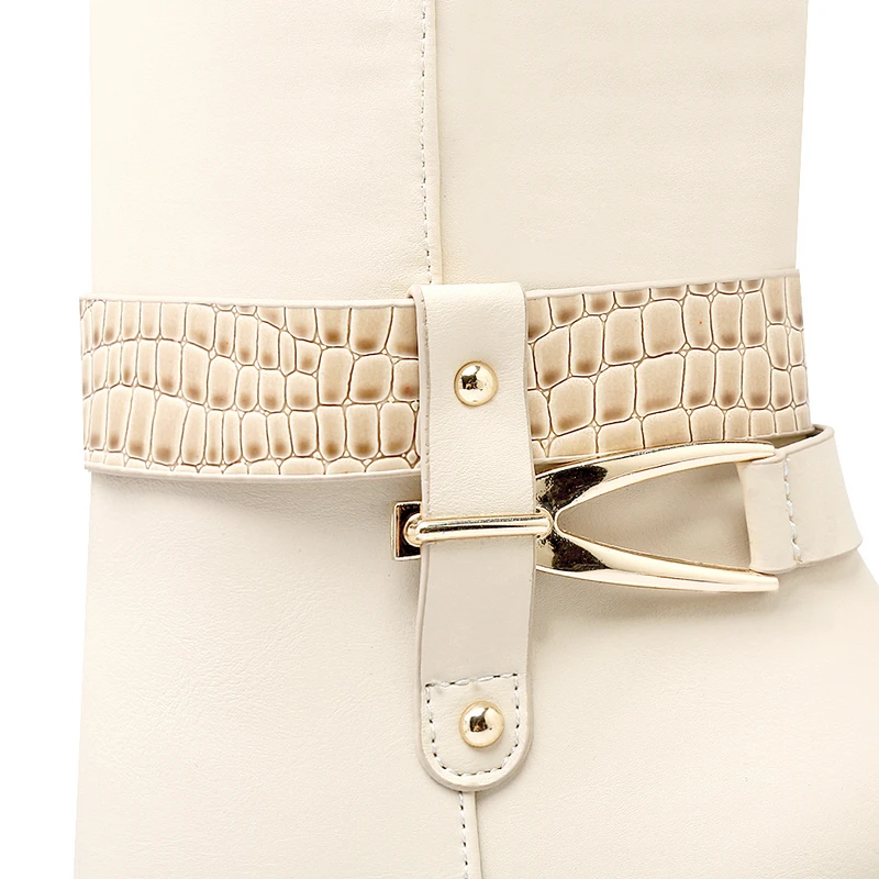 Женские сапоги на молнии до колена из искусственной кожи платформе высоком