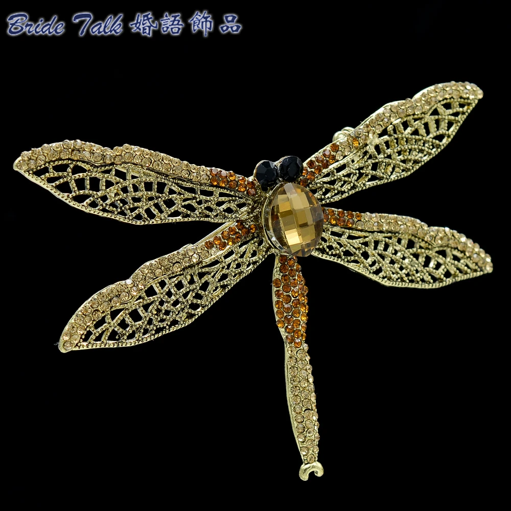 Винтажный стиль насекомое стрекоза брошь булавки кристаллы Броши для женщин