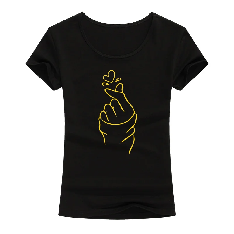 Футболка женская с забавным принтом сердца модная повседневная хлопковая