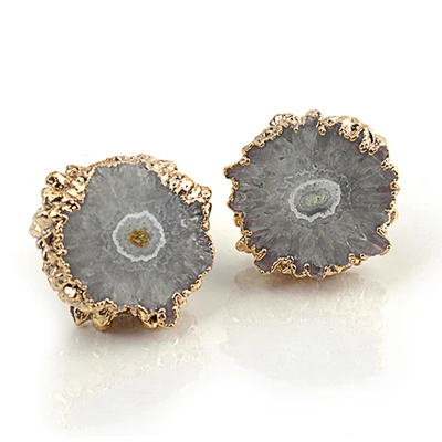 Серьги Bojiu в романтической форме цветка, Женские Ювелирные изделия золотого цвета, серьги Друза природного камня, Изысканные Подарки orecchini donna EA023 - Окраска металла: white EA023C