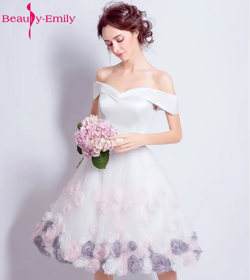 

2019 Plus sizes In stock Pink Purple Flower Rose Short prom dresses Robe De Soiree Knee Length Party Evening Dress