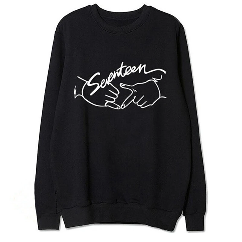 Осенние KPOP 17 толстовки с принтом пальцев женские хлопковые длинными рукавами и