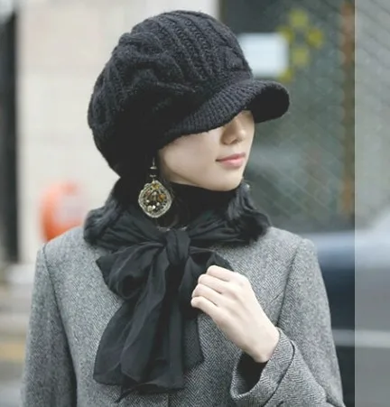 Утолщенная вязаная шерстяная шапка для женщин 2013 Супер теплая универсальная