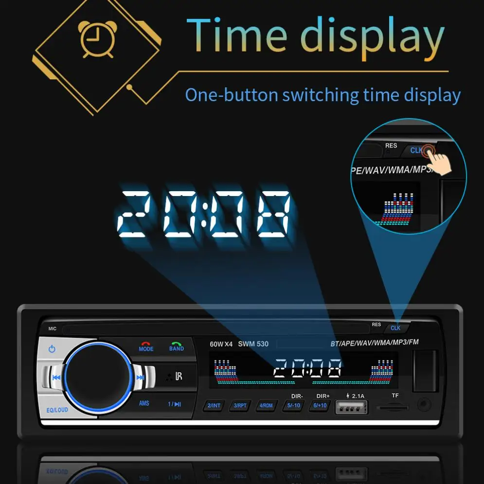 12 в 1 DIN In Dash Bluetooth Стерео FM радио MP3 аудио плеер Поддержка Hands free Звонки Aux вход/SD/TF /
