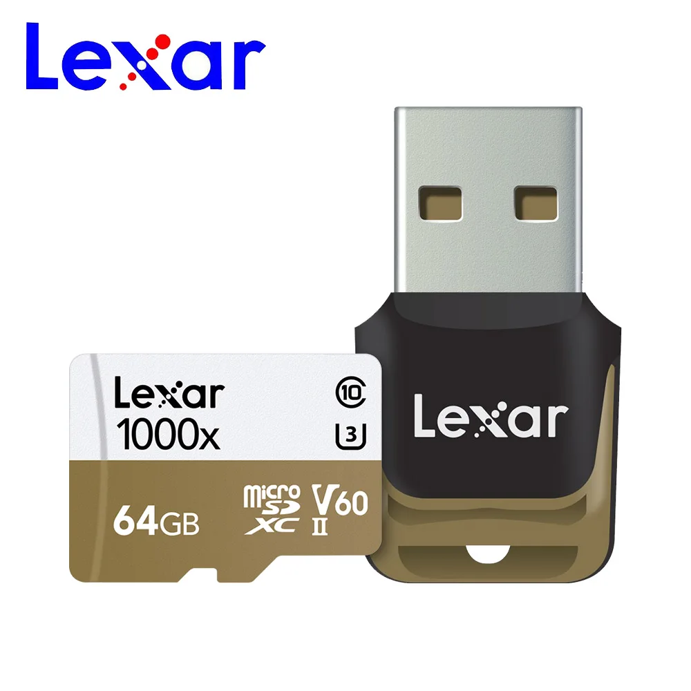Lexar sd карта 150 МБ/с./с 64 Гб 128 ГБ 32 256 4K SDHC U3 V60 высокоскоростная TF памяти с кардридером